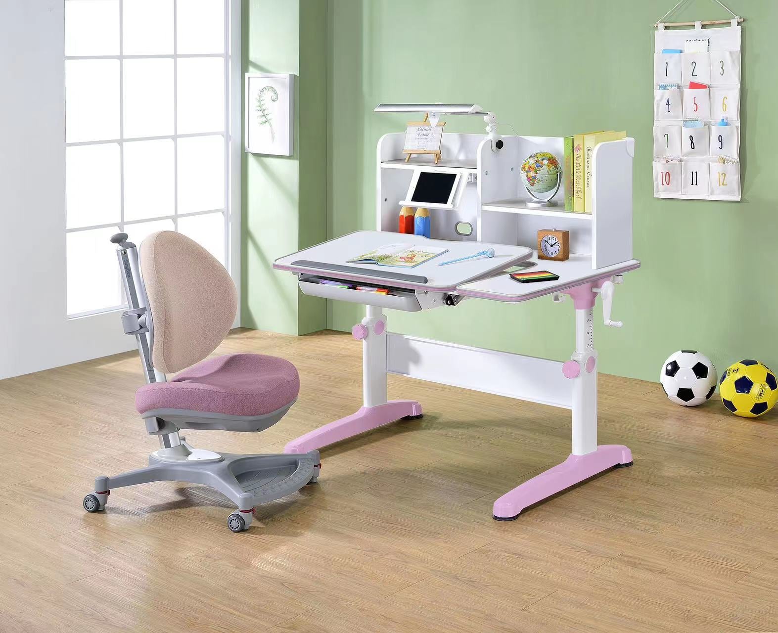 Childrens study desk pink -learning stations that are height-adjustable, tilt-adjustable, and grow with the child – simply ergonomic