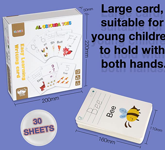 New Handwriting-Letter Activity Flash Cards Learning Write & Wipe Al Ostoura Toys