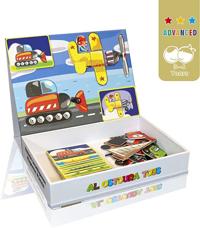 Vehicle Magnetic puzzles  Educational Wooden toy gift game box Al Ostoura Toys