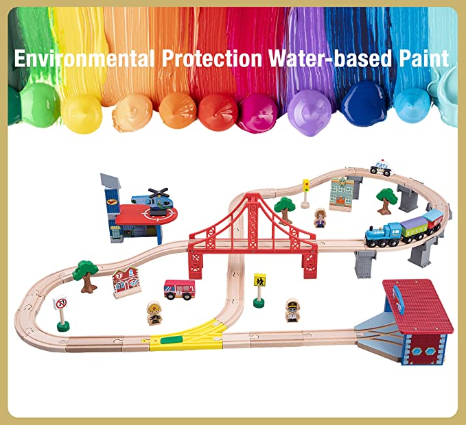 Wooden Train Track Montessori Activity Educational Toy