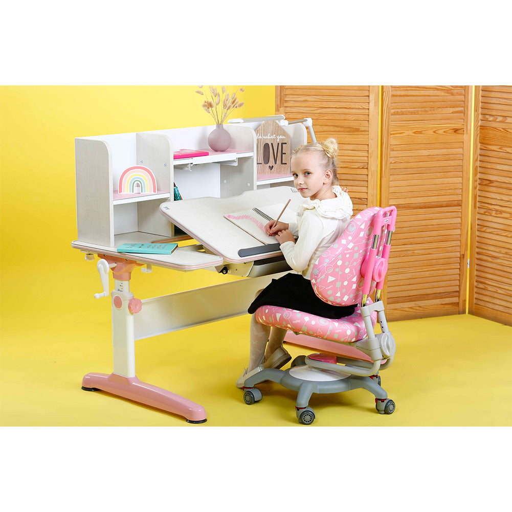 Childrens study desk bule/pink-learning stations that are height-adjustable, tilt-adjustable, and grow with the child – simply ergonomic