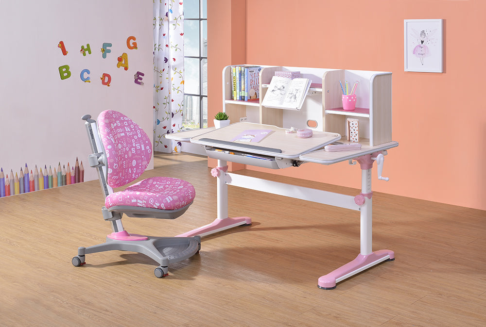 Childrens study desk bule/pink-learning stations that are height-adjustable, tilt-adjustable, and grow with the child – simply ergonomic