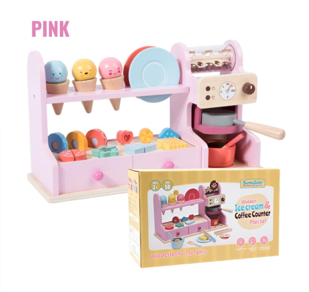 Wooden Coffee Counter & Ice Cream set ages 3y+