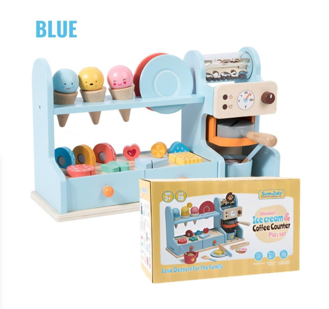 Wooden Coffee Counter & Ice Cream set ages 3y+