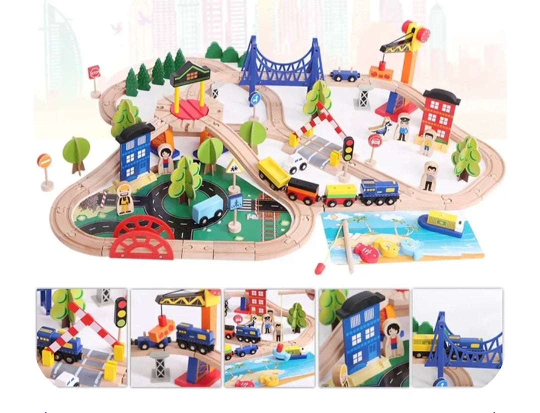 108 Pcs Wooden Train Track set