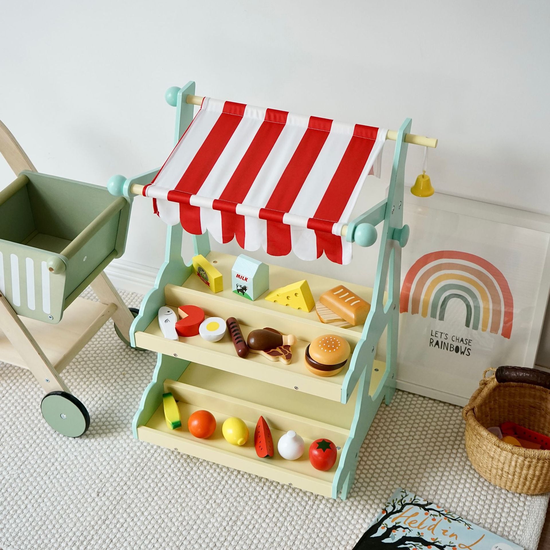 Wooden push cart(vegetable shelf not included)