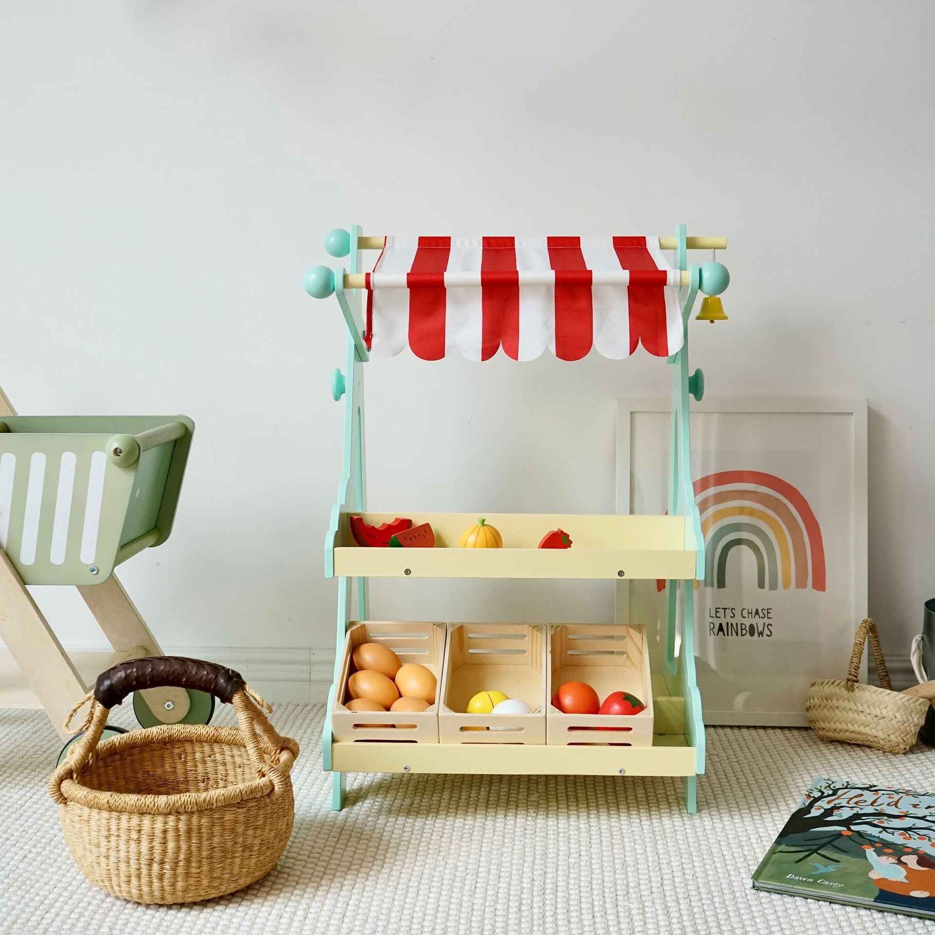 Wooden push cart(vegetable shelf not included)