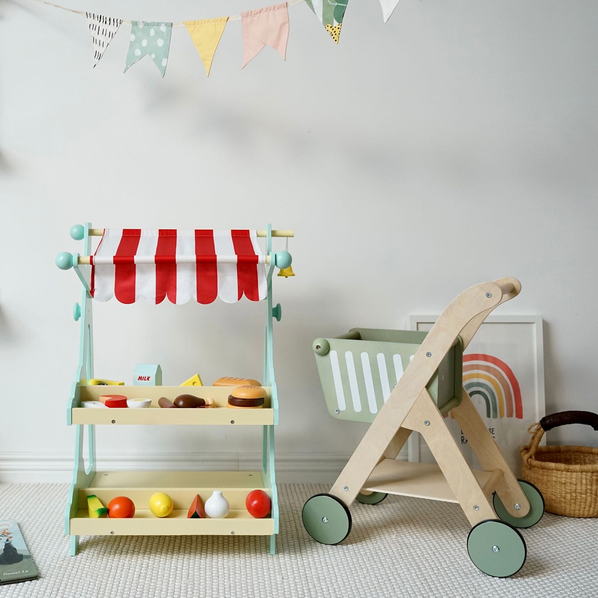 Wooden push cart(vegetable shelf not included)