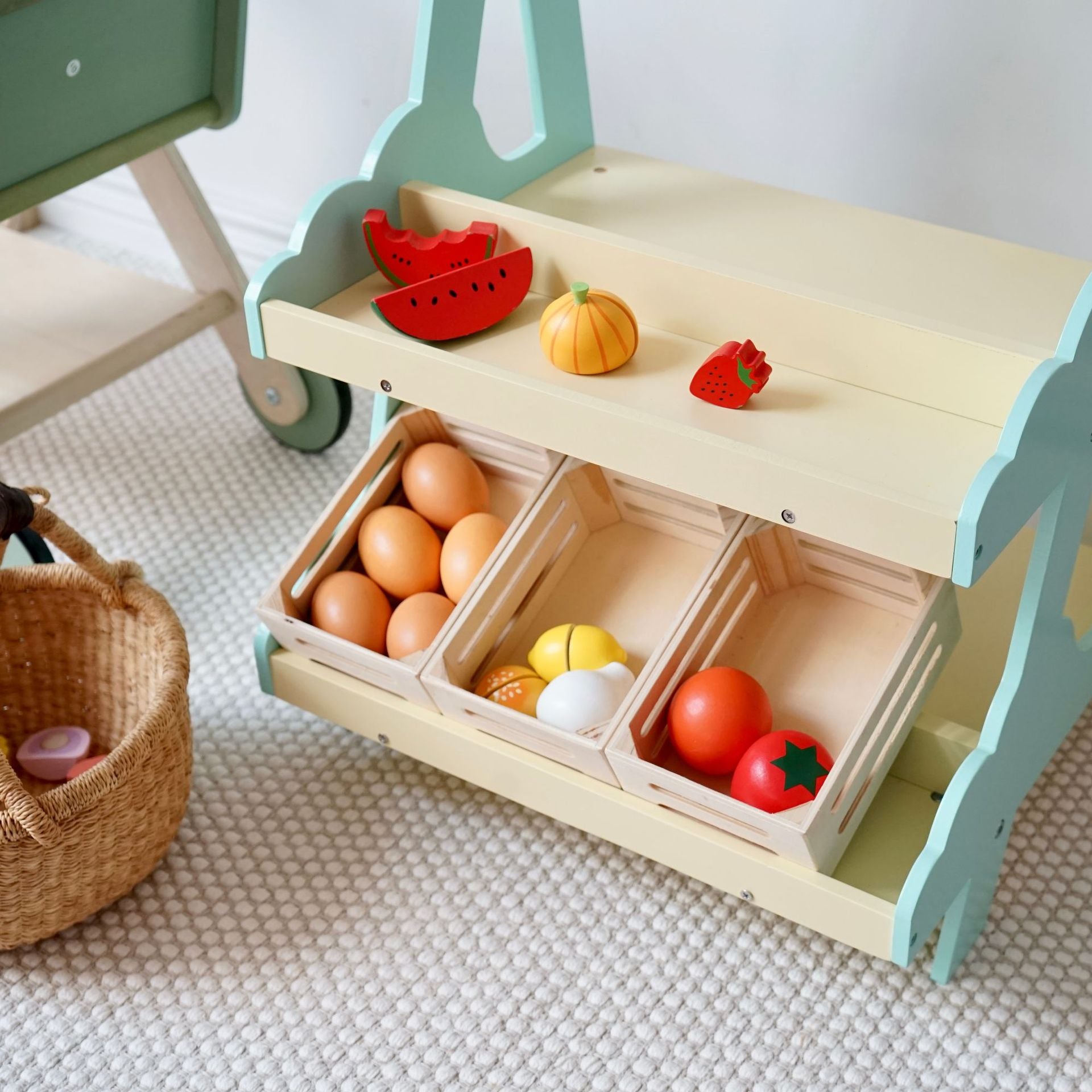 Wooden push cart(vegetable shelf not included)