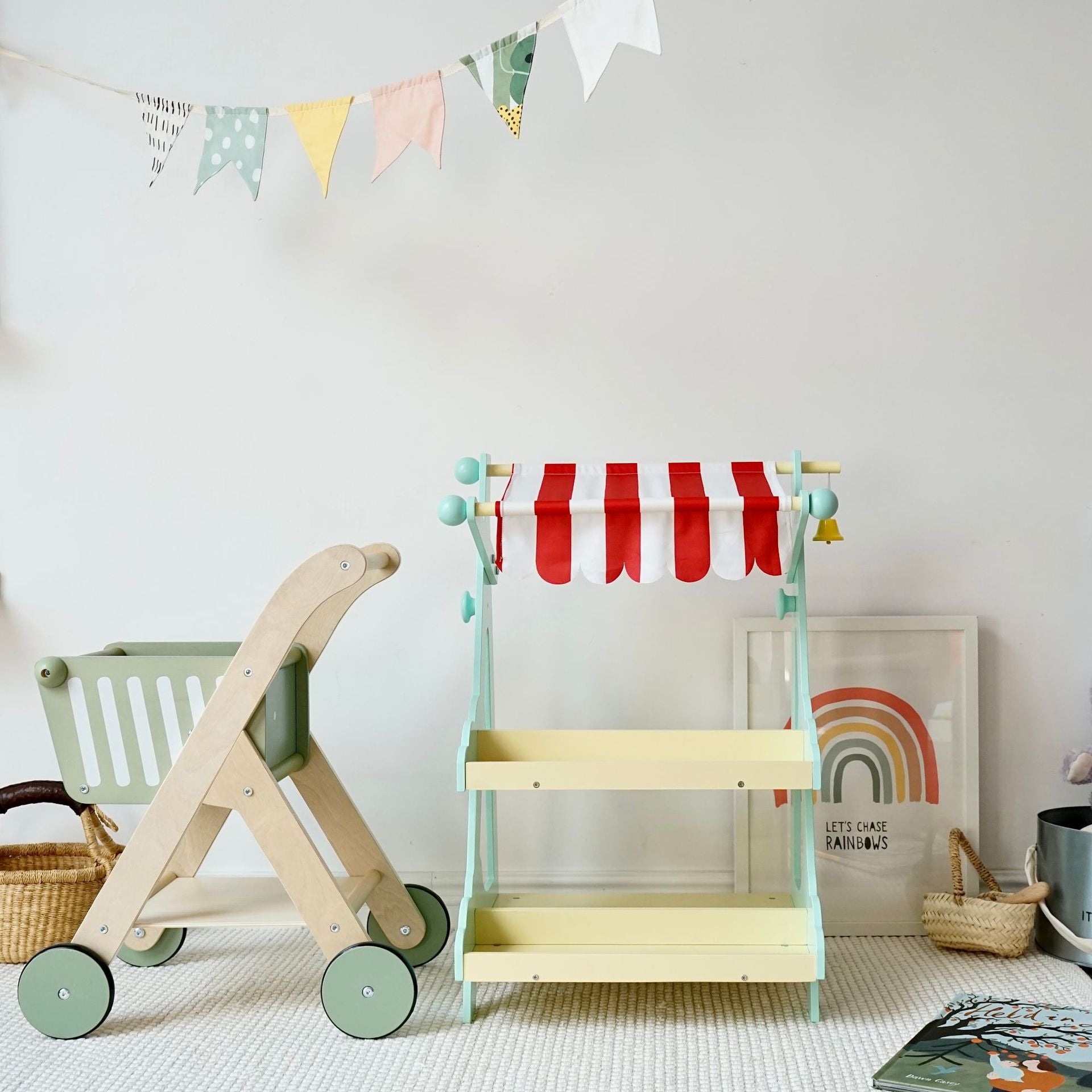 Wooden push cart(vegetable shelf not included)