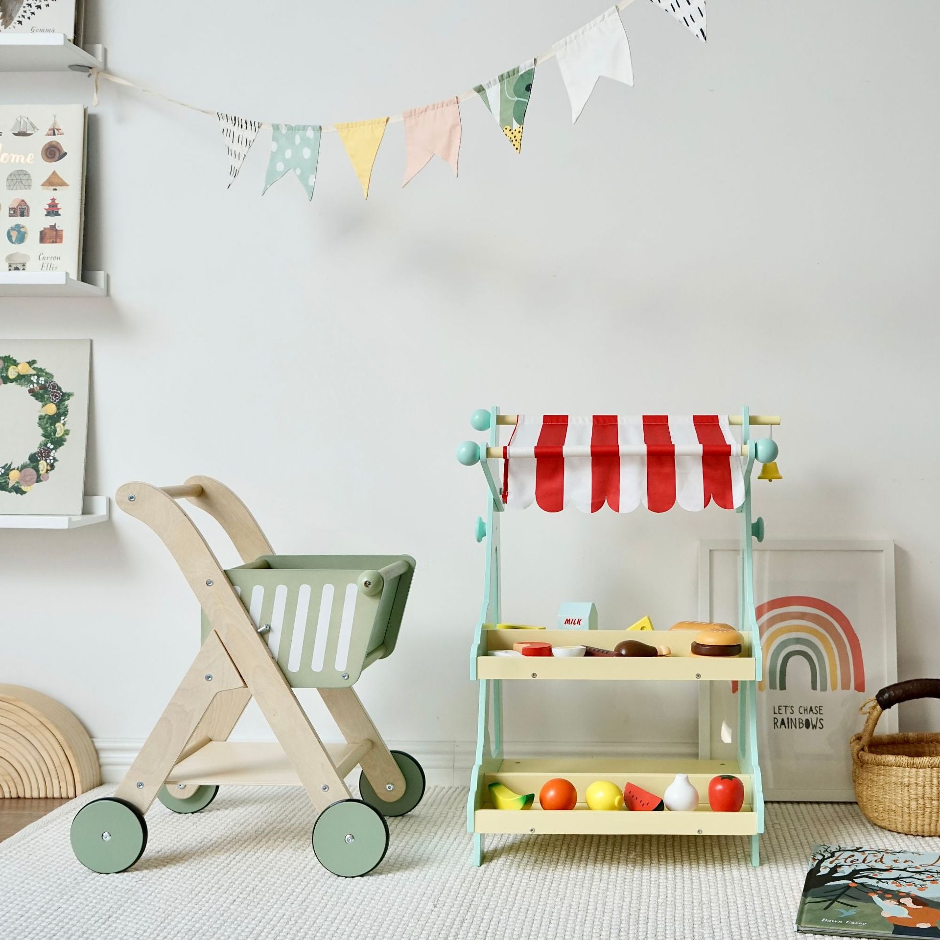 Wooden push cart(vegetable shelf not included)