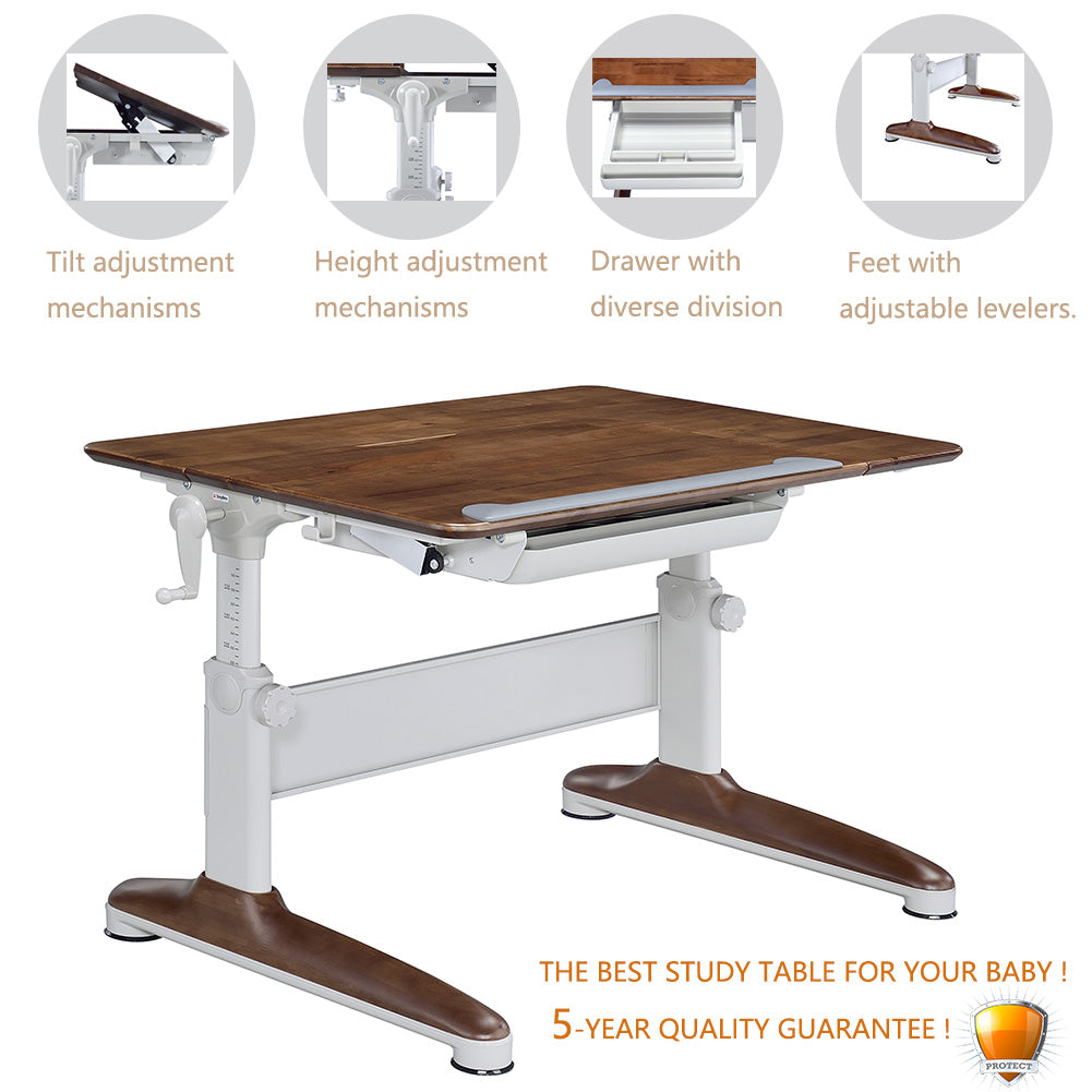 Solid Wood U-shaped Desk + Bookshelf SBR-603S