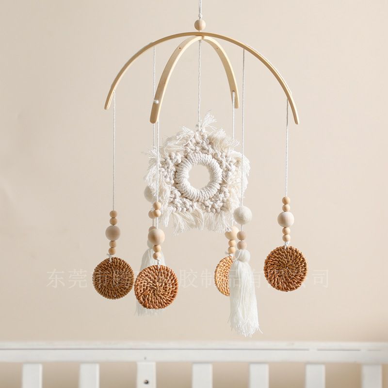 Baby Wooden Bed Bell Bracket Mobile Hanging Rattles Toy Hanger