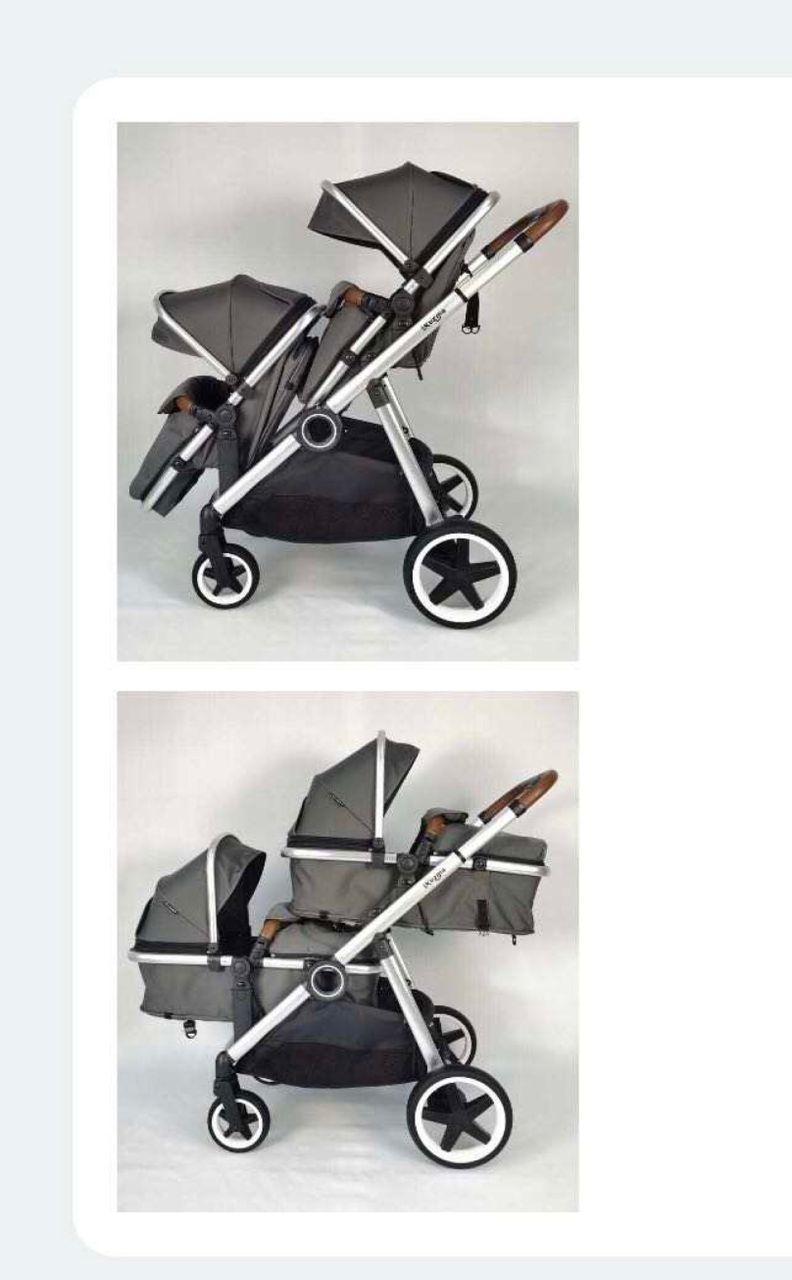 Triple Folded Reclining Twins Stroller