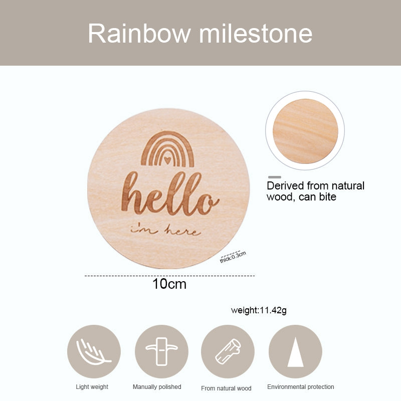 Rainbow Wooden Baby Month Milestone Card Newborn Birth Month Birthday Milestone Wooden Teether Baby Kids Photography Props Toy