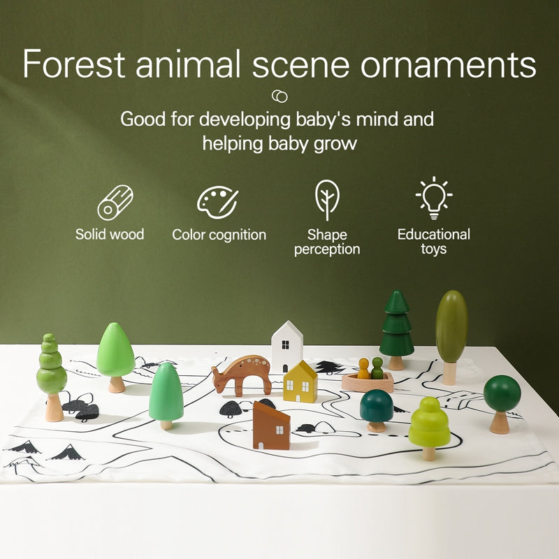 Animal Scene Decoration Forest Block Toys Baby Block  Wooden Toys