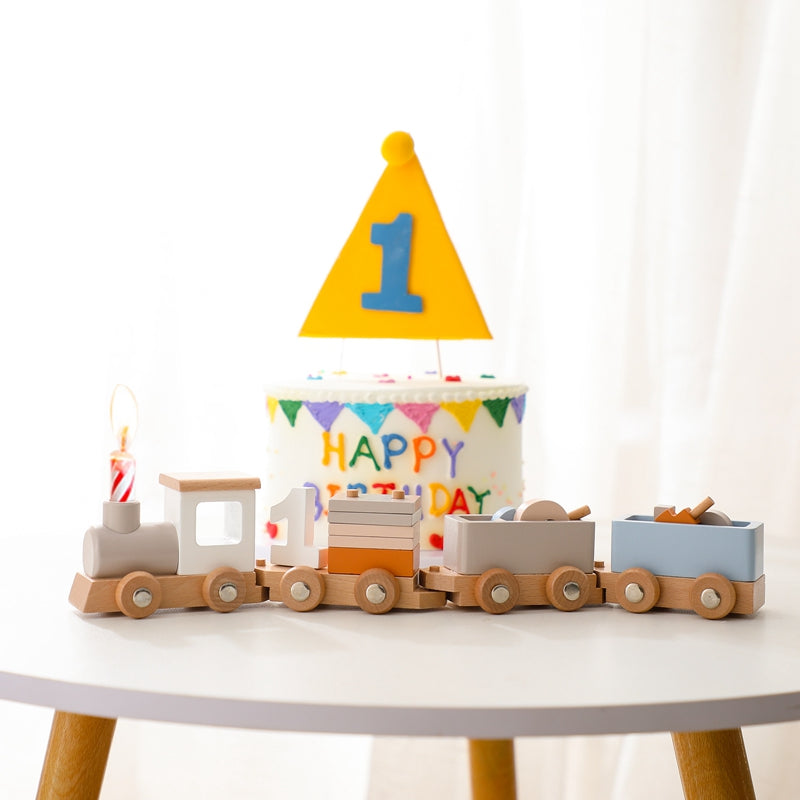 Wooden Train Birthday Toy Montessori Toys Baby Toys Baby Educational Toys Wooden Trolley Baby Learning Toys Number Of Wood