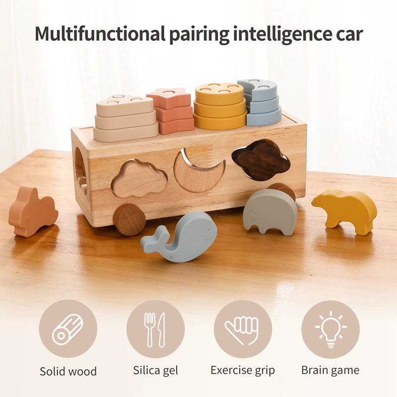 Matching Car Blocks Box Preschool Learning Educational Toys Gift for Baby