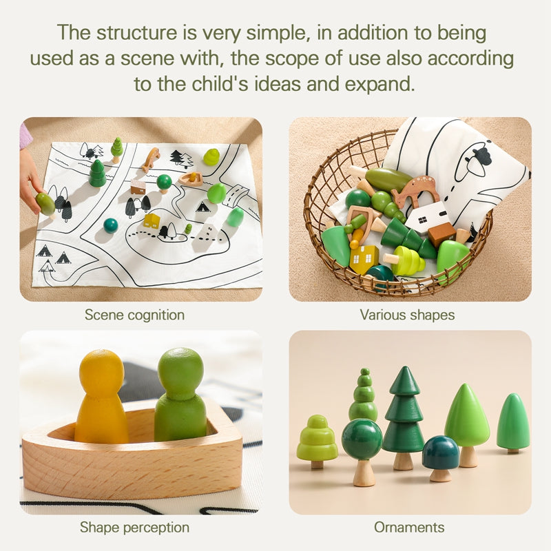 Animal Scene Decoration Forest Block Toys Baby Block  Wooden Toys