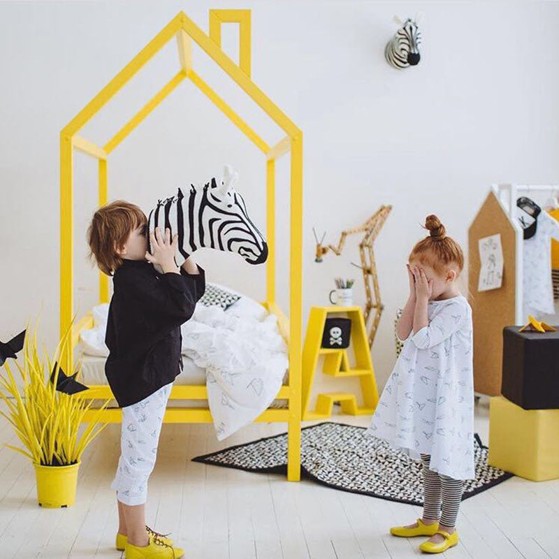 Nordic Style Kids Room Decoration Animal Heads Giraffe Elephant Wall Hanging Decor Baby Stuffed Toys Girls Bedroom Accessories