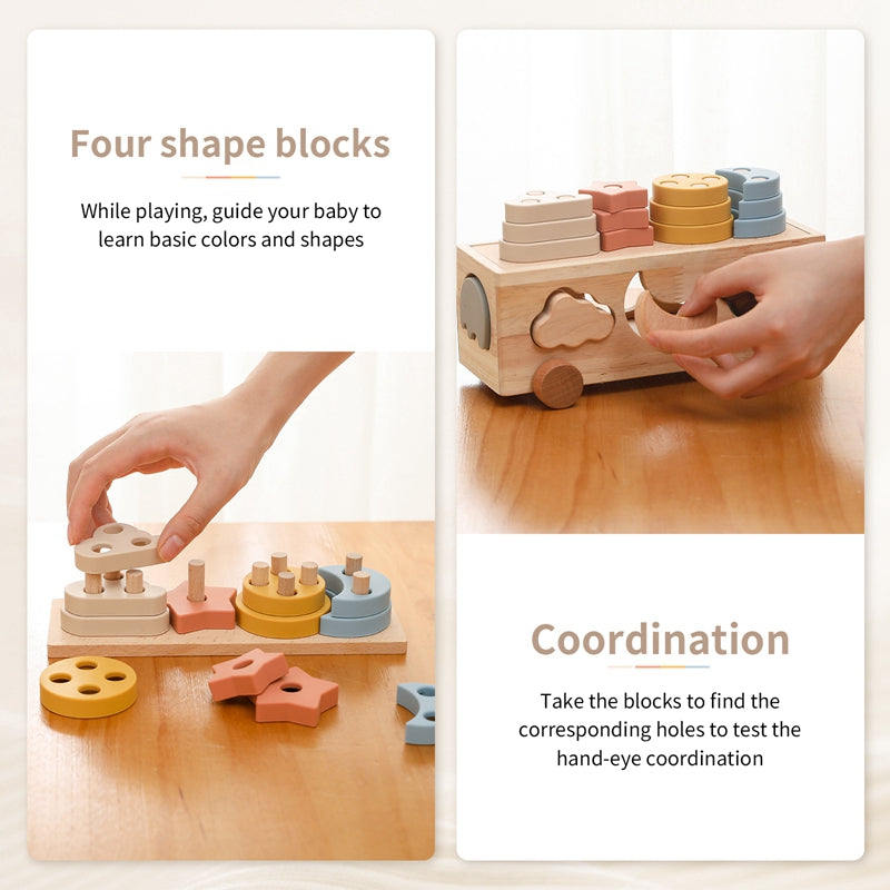 Matching Car Blocks Box Preschool Learning Educational Toys Gift for Baby