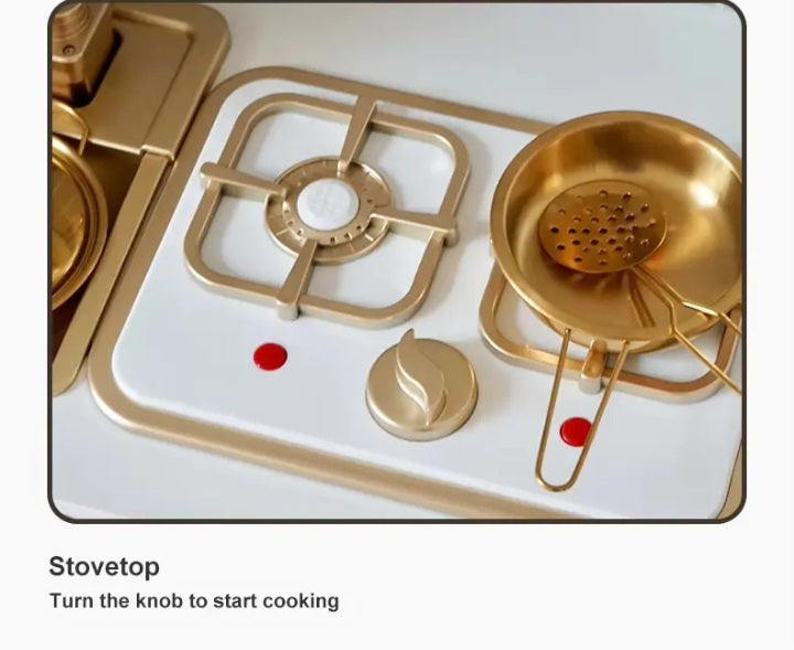 Gold kitchen toy play set